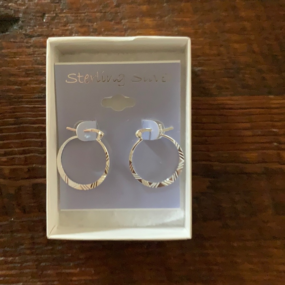 Sterling silver hoops with Aztec detail
